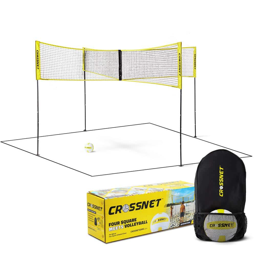 CROSSNET's Portable Four Square Game & Ball - Play Classic 4 Square  Anywhere - Quick and Easy Setup - Outdoor & Backyard Yard Games & Gifts for  Adults