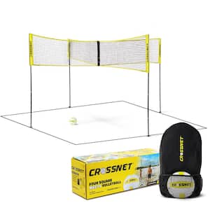 4 Square Volleyball Net and Game Set with Carrying Backpack and Ball