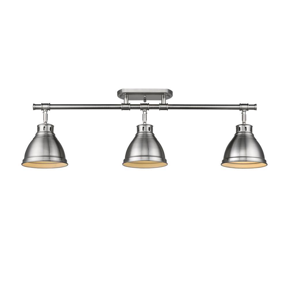 Duncan Silver Metal 3-Light Semi-Flush Mount Fixture