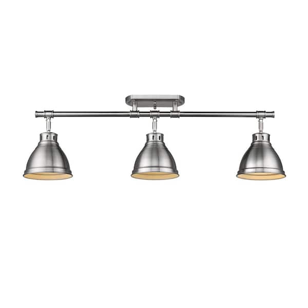 Golden Lighting - Duncan 3-Light Pewter Semi-Flush Mount