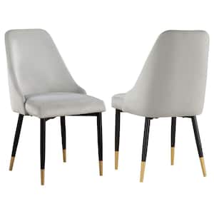 Gabrielle Gray and Black Velvet Solid Back Dining Side Chair Set of 2