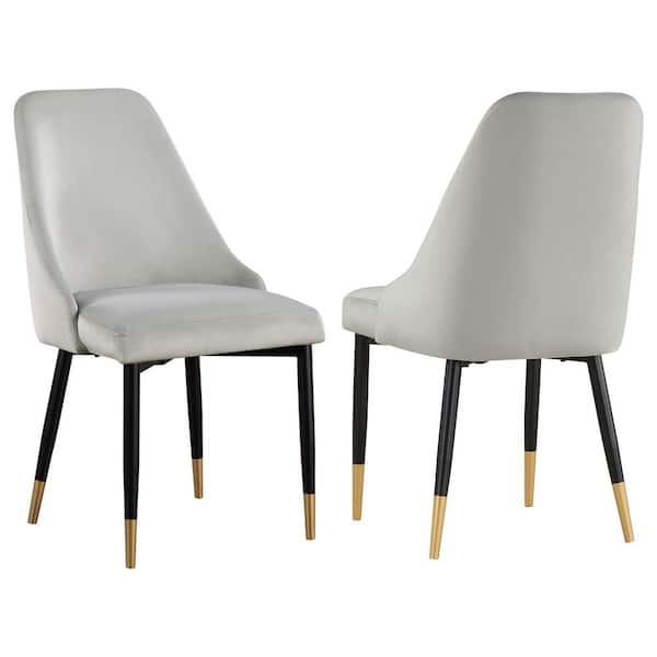 Coaster Gabrielle Gray and Black Velvet Solid Back Dining Side Chair Set of 2