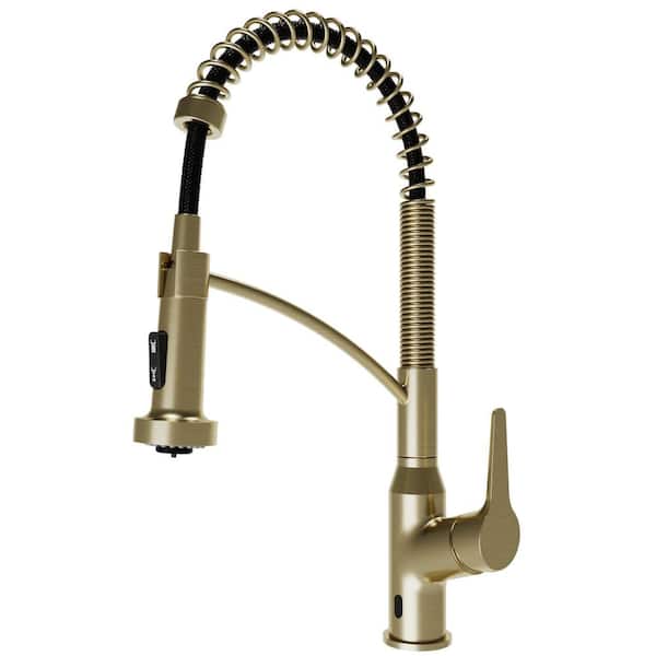 Scottsdale Single Handle Touchless Pull-Down Sprayer Kitchen Faucet in Spot-Free Brushed Gold