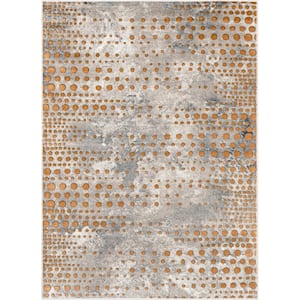 Verity Elyse Grey 5 ft. 3 in. x 7 ft. 3 in. Modern Abstract Dots Area Rug