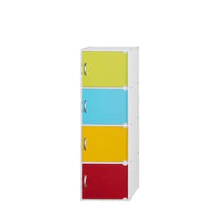 47.4 in. Rainbow 4-Shelf Wood Bookcase with Doors