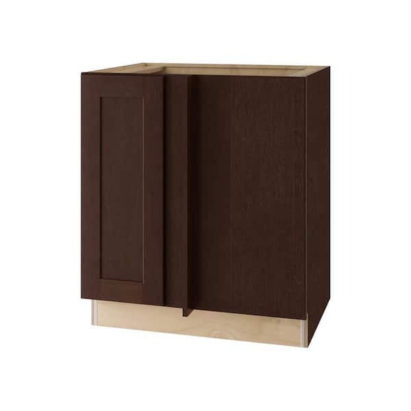 Home Decorators Collection Newport 30 in. W x 24 in. D x 34.5 in. H Assembled Plywood Blind Base Kitchen Cabinet in Manganite with Soft Close RH
