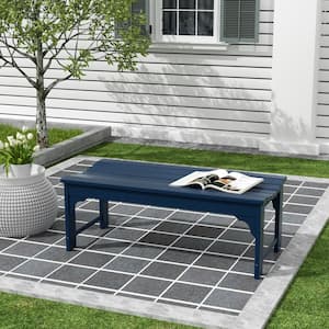 Mason Outdoor Patio All-Weather Fade Resistant HDPE Poly Plastic Backless Garden Bench in Navy Blue