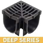 Deep Series 90 Deg. Corner for 5.4 in. Trench and Channel Drain Systems w/Black Grate