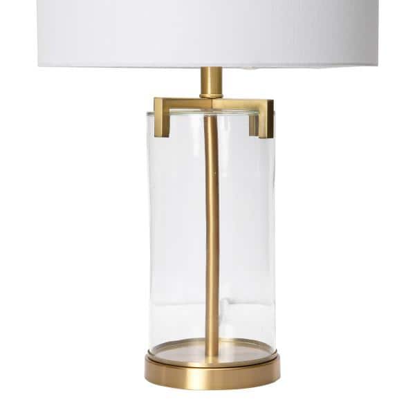 Edison 26.5" White Drum Shade Glass Table Lamp with Gold Accents