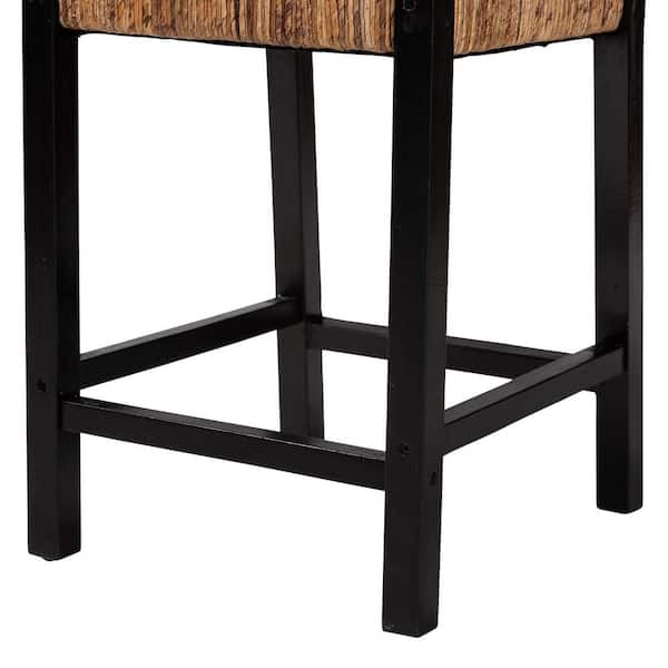bali & pari Raniya 39.4 in. H Black Wood and Woven Seagrass