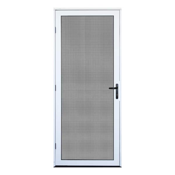 Unique Home Designs 32 in. x 80 in. White Surface Mount Ultimate Security Screen Door with Meshtec Screen