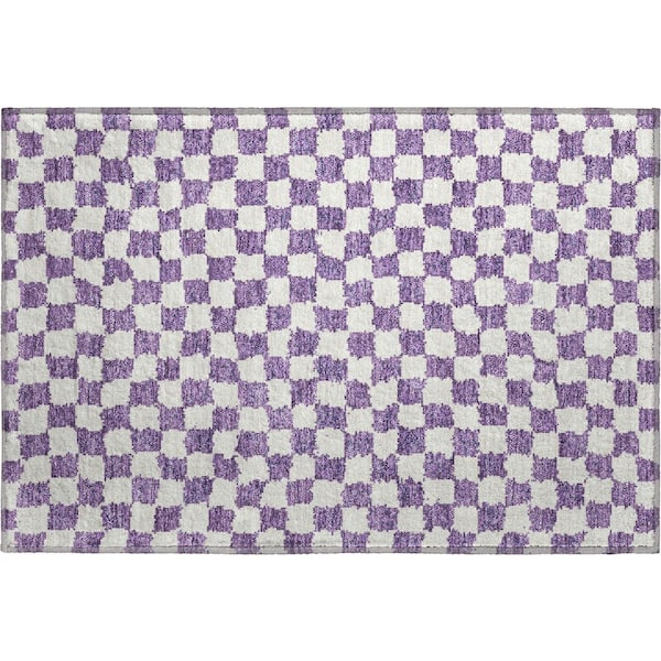 Mayfield Premium Machine Washable Abstract AMF1958 Purple 2 ft. x 3 ft. Accent Rug