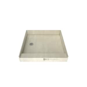 Redi Base 48 in. L x 48 in. W Single Threshold Alcove Shower Pan Base with Left Drain and Polished Chrome Drain Plate