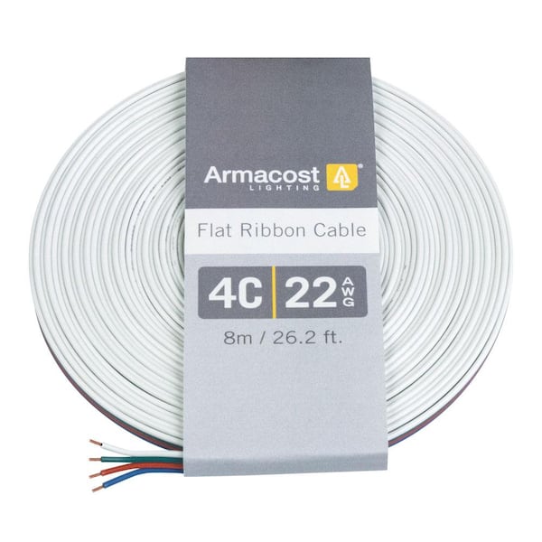 Armacost Lighting 24 ft. (8 m) 22 AWG/4C Ribbon Flat Cable 770224 - The  Home Depot