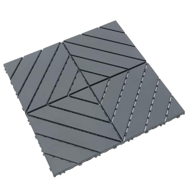 cadeninc 12 in. x 12 in. Gray Square Waterproof Plastic Interlocking Deck Tiles for Poolside Balcony Backyard (Set of 44 Tiles)