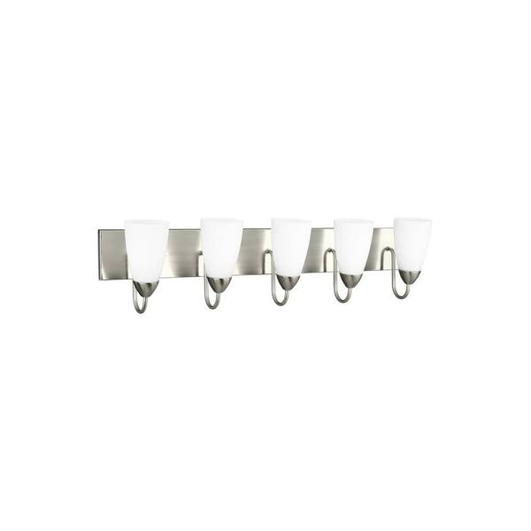 Sea Gull Lighting Seville 5-Light Bath Vanity Wall Fixture - Brushed Nickel Modern Style