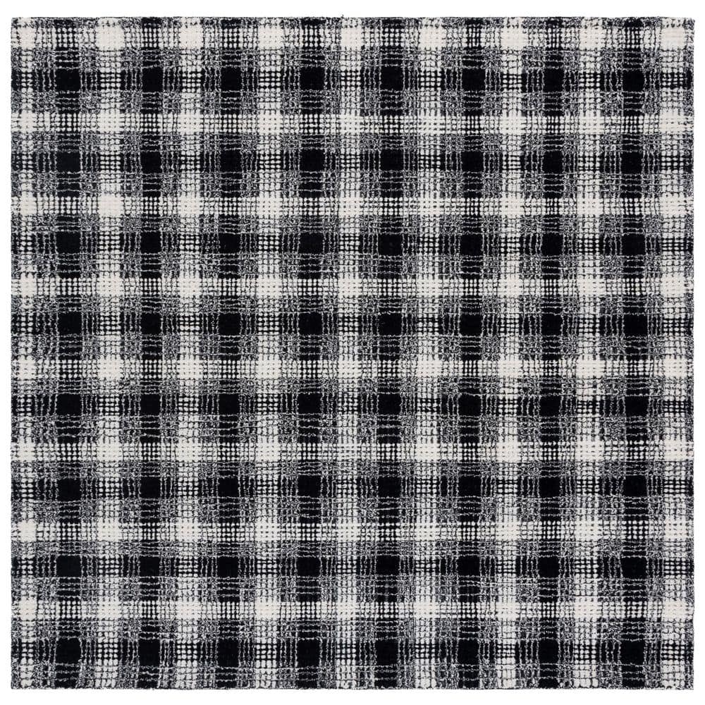 Genre 6 ft. x 6 ft. Black/Ivory Gradient Plaid Square Area Rug price history on PriceWatchPro
