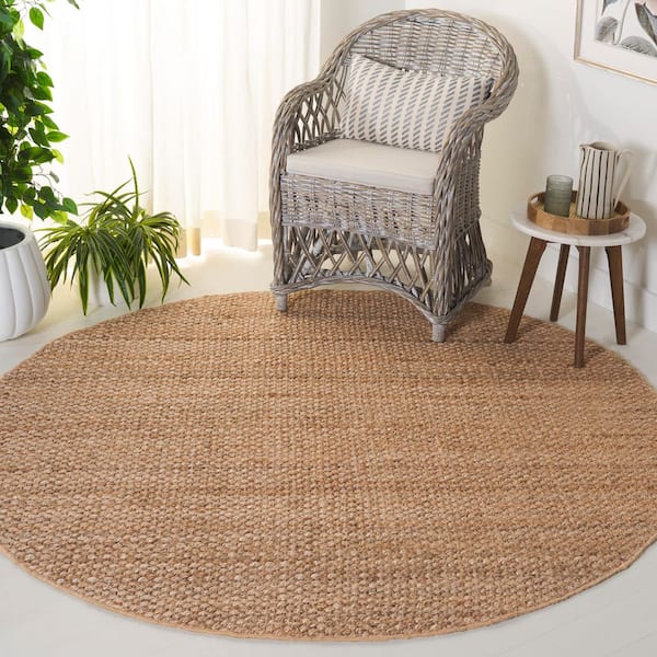 Natural Fiber 6 ft. x 6 ft. Natural Solid Color Round Area Rug