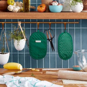 Asteroid Silicone Grip Dark Green Pot Holder Set (2-Pack)