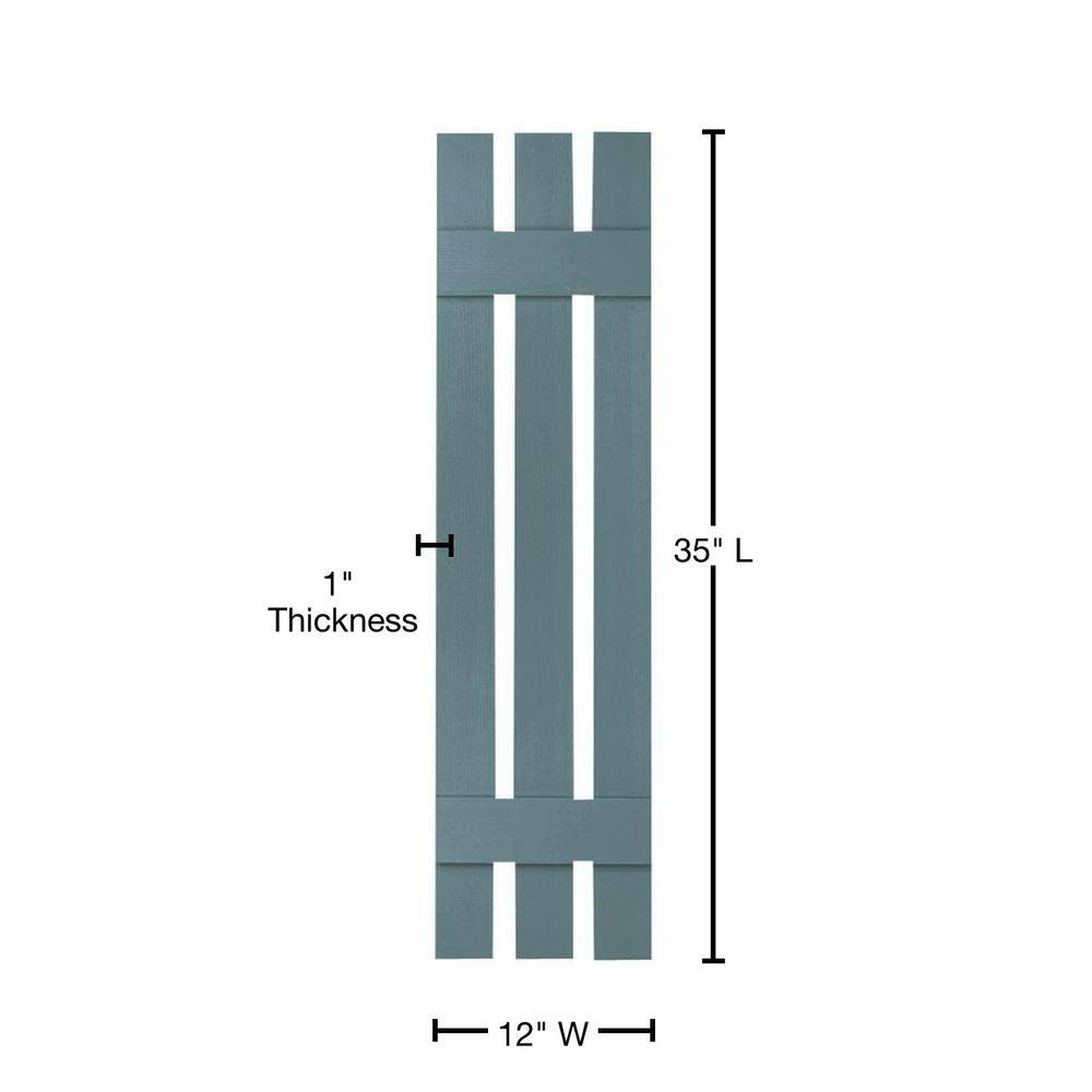 Wedgewood Blue 35" Vinyl Board-n-Batten Shutters with Hardware