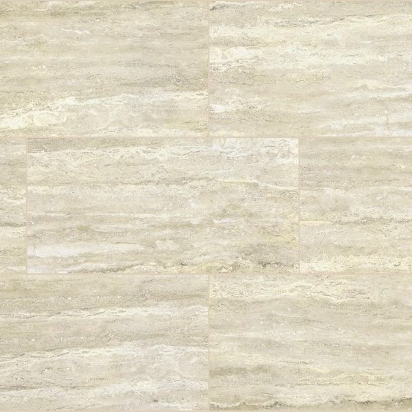 Pietra White 12 in. x 24 in. Polished Porcelain Marble Look Floor and Wall Tile (16 sq. ft./Case)