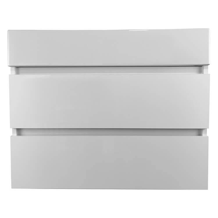 Glossy White Wall-Mounted Single Basin Vanity with Ceramic Sink