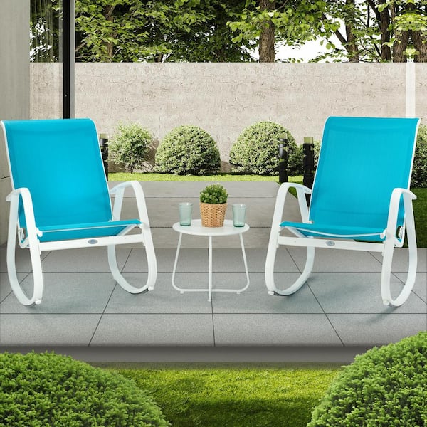 KOZYARD Aluminum Outdoor Rocking Chair with 2 Breathable Mesh Fabric ...