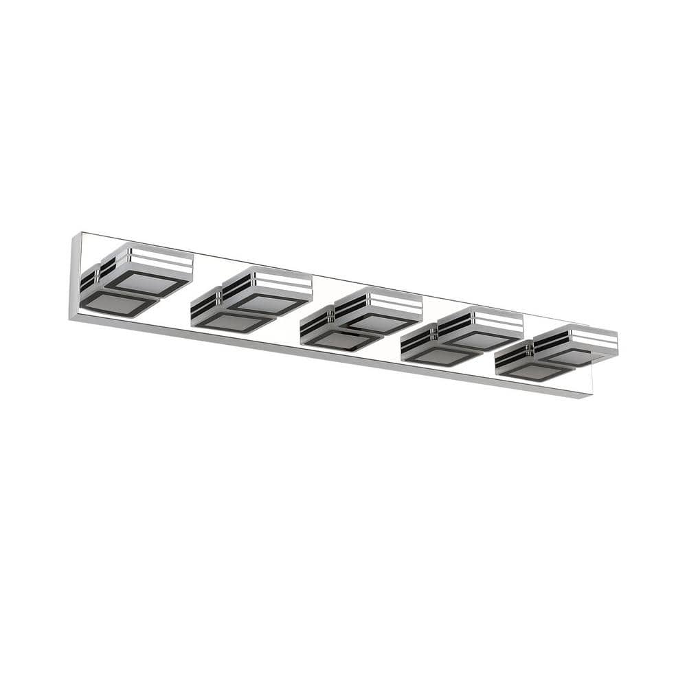 32.3 in. 5-Light Stainless Steel Chrome Integrated LED Bathroom Vanity Ligh