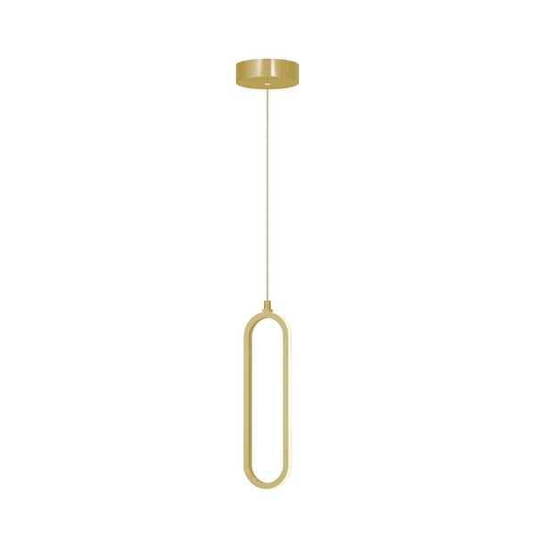 Sienna 10-Watt 1-Light Gold Shaded Integrated LED Pendant Light with White Acrylic Shade