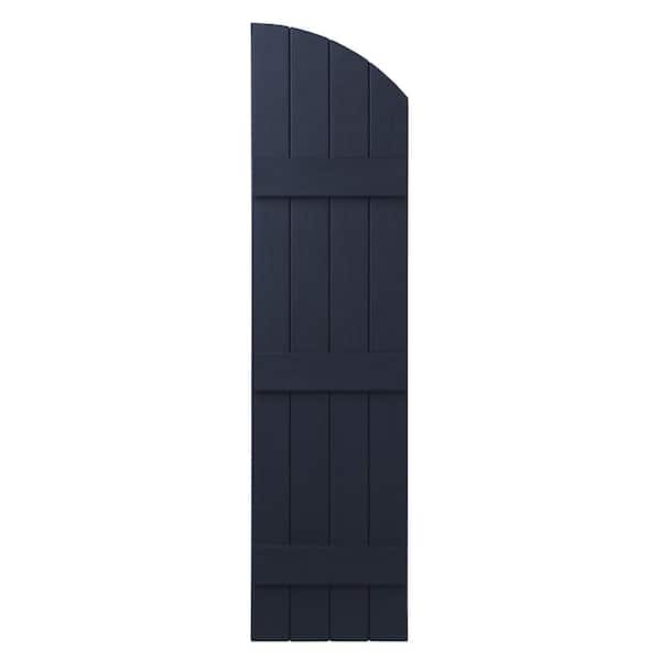 Ply Gem 15 in. x 61 in. Polypropylene Plastic Arch Top Closed Board and Batten Shutters Pair in Dark Navy