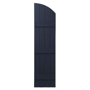 15 in. x 65 in.  Polypropylene Plastic Arch Top Closed Board and Batten Shutters Pair in Dark Navy