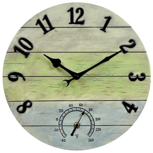 AcuRite 14 in. Weathered Combo Analog Wall Clock