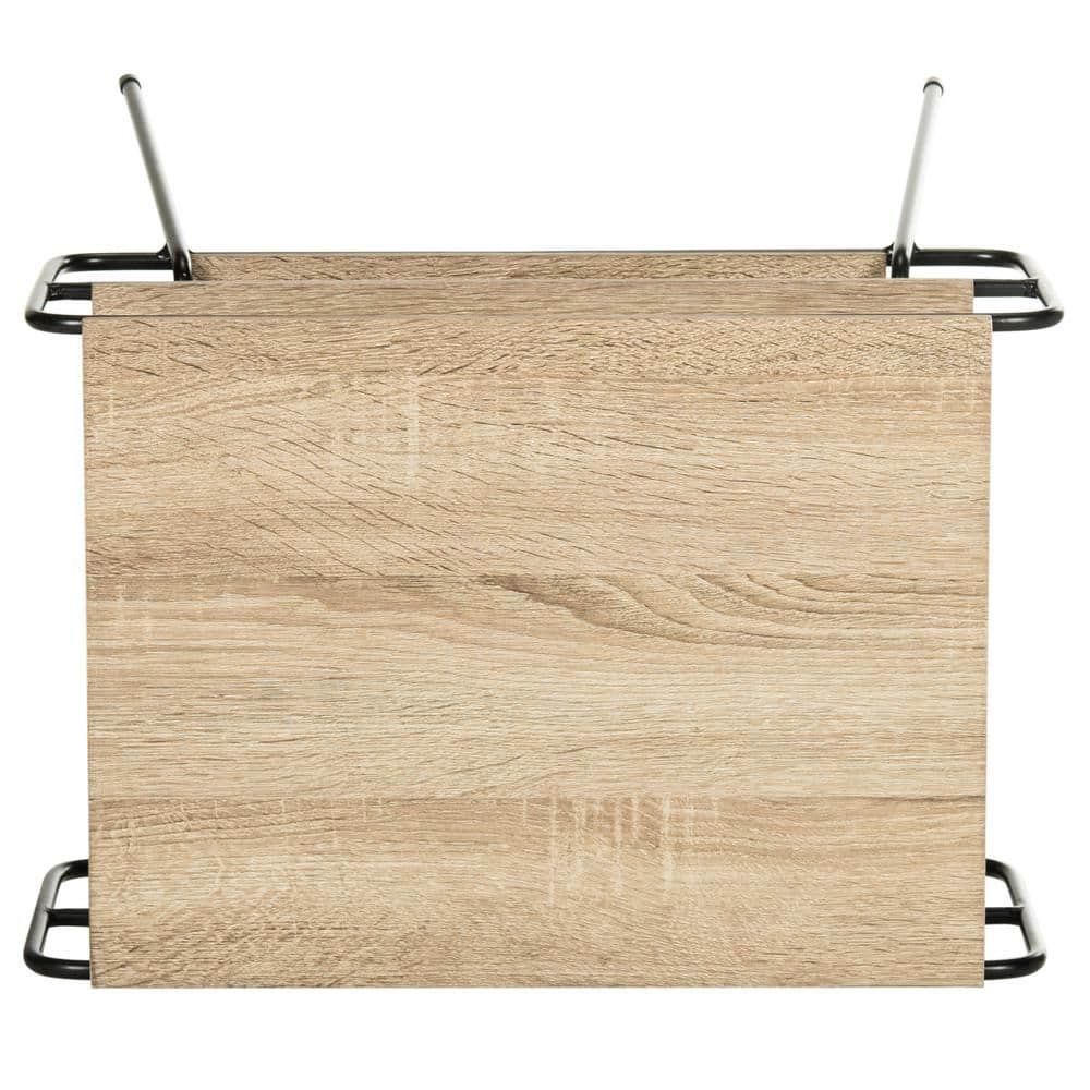 Marcel Beige Wood and Metal Rectangular End Table
