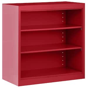 Welded 36 in. Tall Red Metal Standard Bookcase