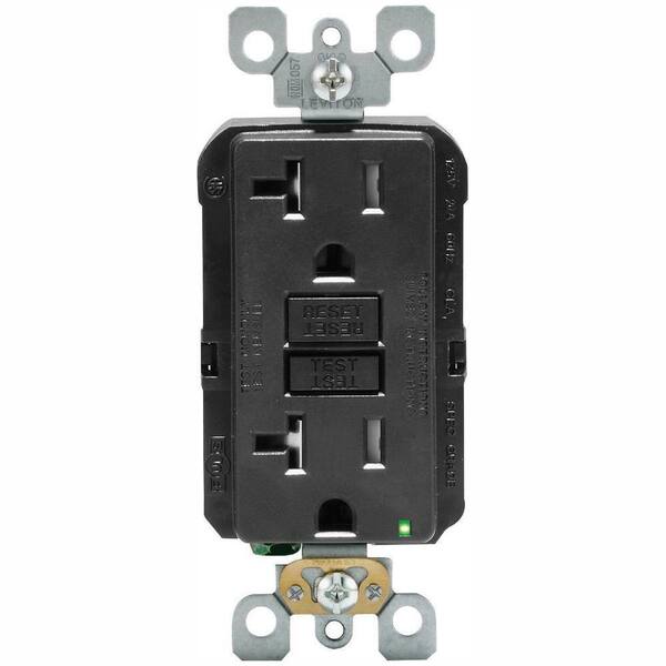 Leviton 20 Amp 125-Volt Duplex SmarTest Self-Test Tamper Resistant GFCI Outlet, Black (3-Pack)
