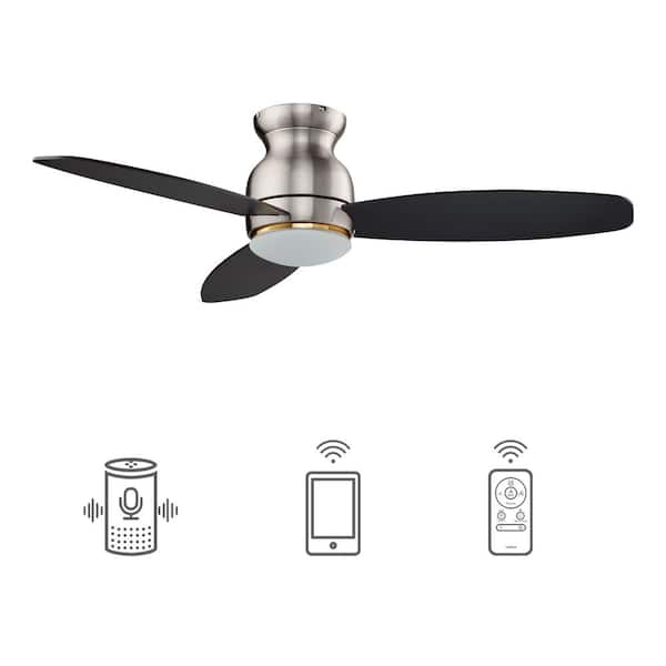 CARRO Trendsetter 52 in. Dimmable LED Indoor/Outdoor Nickel Smart Ceiling Fan with Light and Remote, Works w/Alexa/Google Home