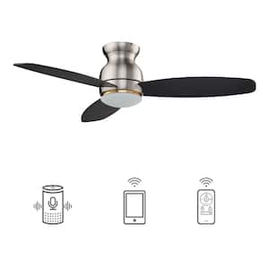 Trendsetter 52 in. Dimmable LED Indoor/Outdoor Nickel Smart Ceiling Fan with Light and Remote, Works w/Alexa/Google Home
