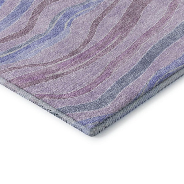 Mayfield Premium Machine Washable Abstract AMF1581 Lavender 2 ft. 3 in. x 7 ft. 6 in. Runner Rug