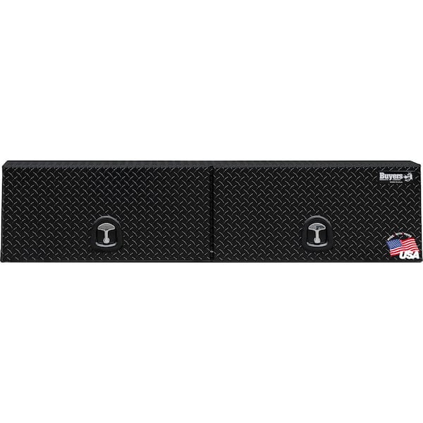 18 in. x 16 in. x 72 in. Gloss Black Diamond Tread Aluminum Topsider Truck Box with Flip-Up Doors