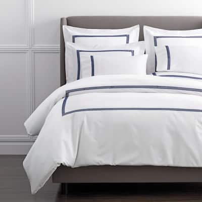 The Company Legends Hewett Blue, White Duvet Cover With Black Trim