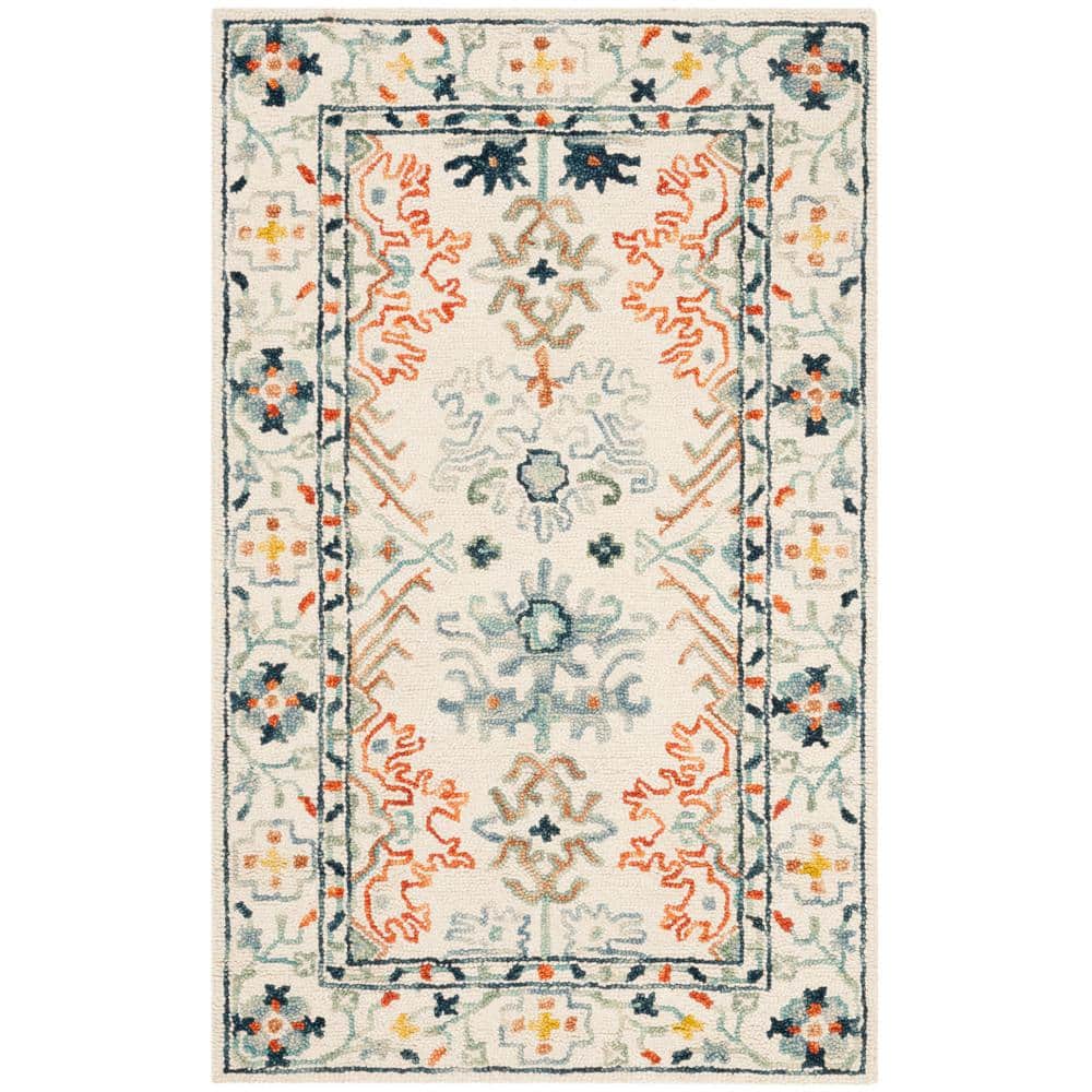 Handmade Tufted Blue Wool 3' x 5' Area Rug