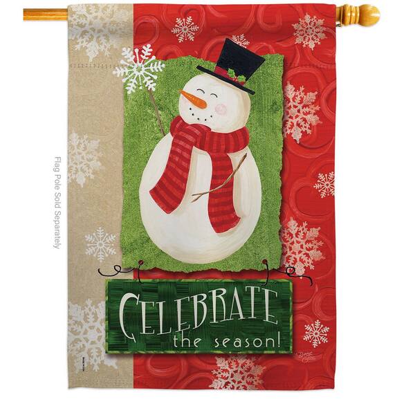 Christmas Garden Flag 28 x 40 Double Sided House Flag Winter Snowman with Red S 