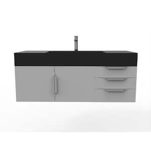 Maranon 48 in. W x 19 in. D x 19.25 in. H Single Bath Vanity in Matte Gray with Chrome Trim and Black Solid Surface Top
