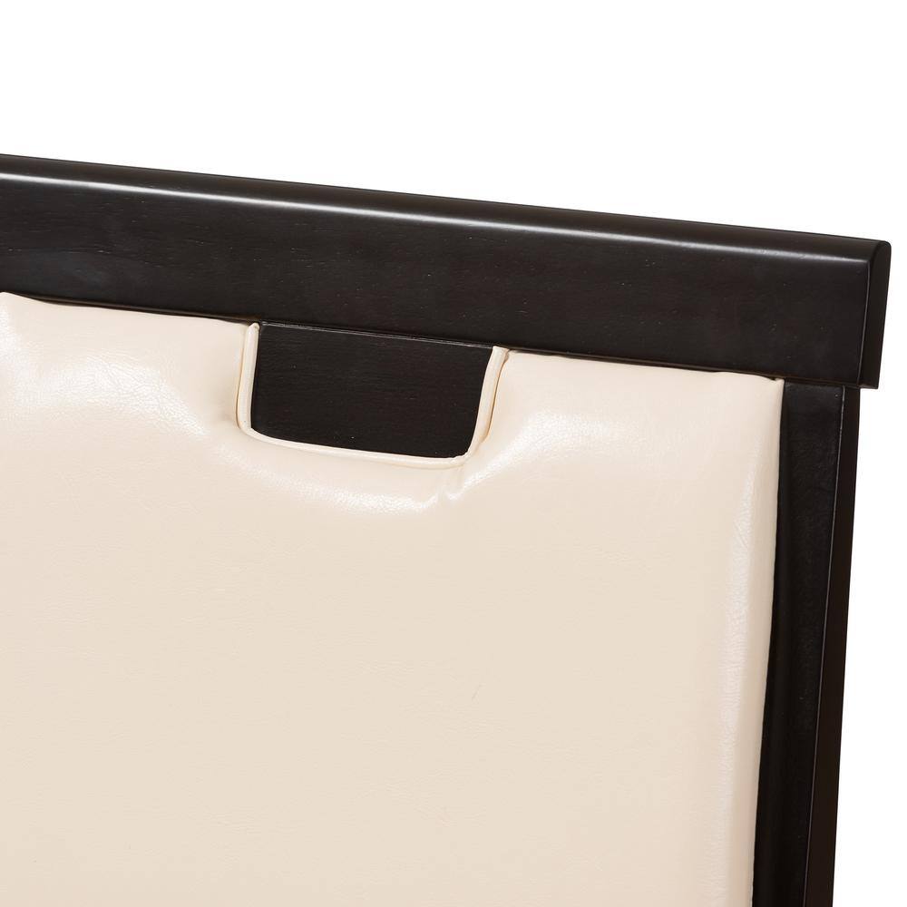 Evelyn Beige Faux Leather and Dark Brown Wood Dining Chairs