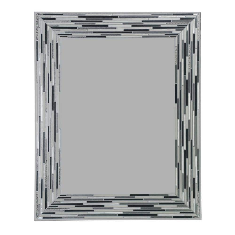 Elegance Reeded Charcoal Mosaic 24" x 30" Frameless Vanity Mirror