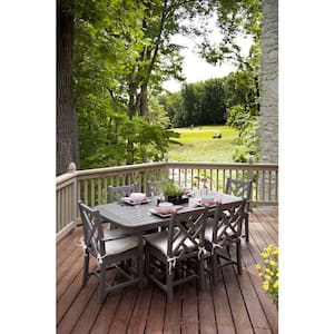 Chippendale Slate Grey All-Weather Plastic Outdoor Dining Side Chair