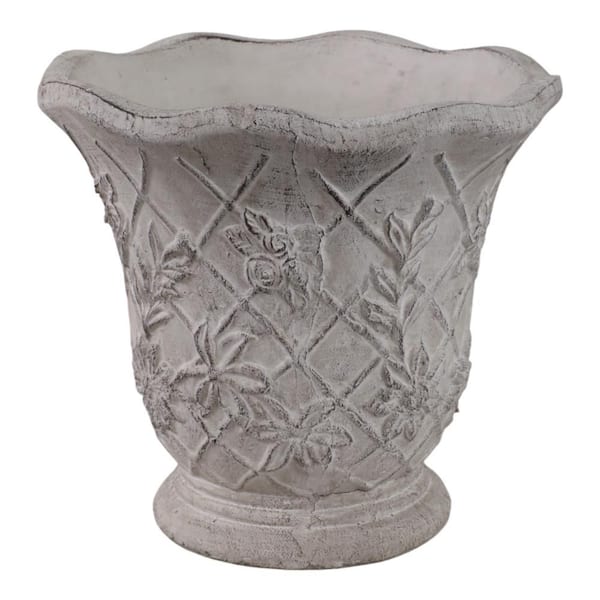 10 in. x 9 in. Beige Terracotta Urn Traditional Decorative Pot