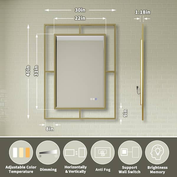 ES-DIY 40 in. H x 30 in. W Medium Rectangular Golden Framed