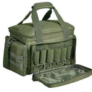 Tactical Backpack, Range Bag 14.6 in. Green Backpack for 4-Pistols Tactical Gun Range Bag Single Shoulder Strip Green