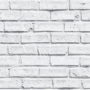 White Brick Paper Non-Pasted Wallpaper Roll (Covers 57.26 Sq. Ft.)